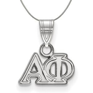 Sterling Silver Alpha Phi Small Greek Pendant Necklace - 24 Inch